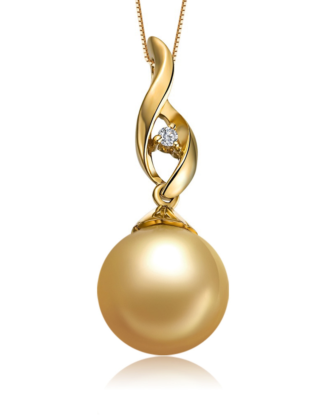 黄18k金南洋金珍珠吊坠(铭心)9-10mm-权威证书(赠s925银链一条)
