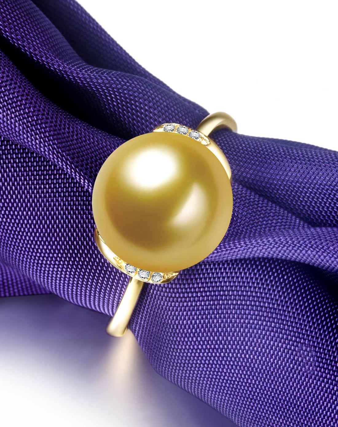 黄18k金南洋金珍珠戒指9-10mm-权威证书