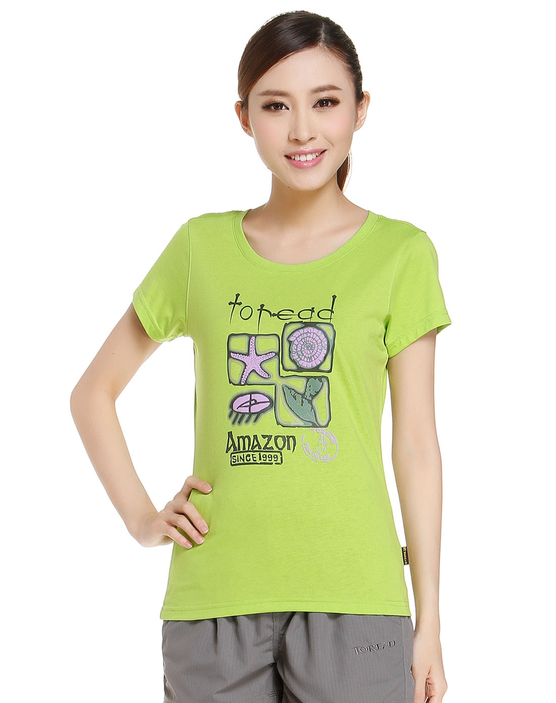 探路者toread个性印图莹绿色圆领短袖t恤tajc82531-d24x_唯品会