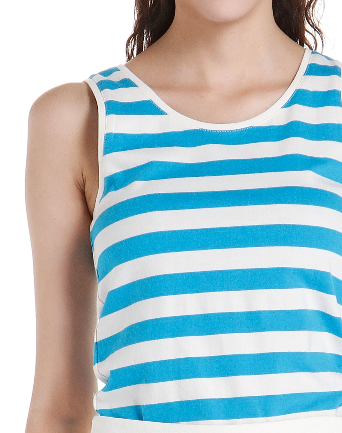 时尚夏日蓝白色条纹背心