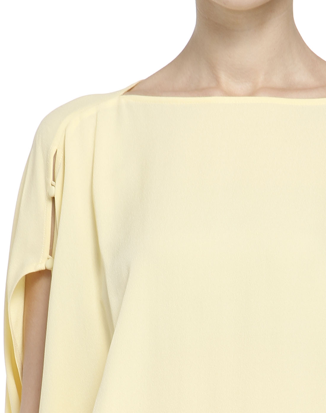 卡利亚里cagliari exchange纯桑蚕丝宽松简约浅鹅黄色短