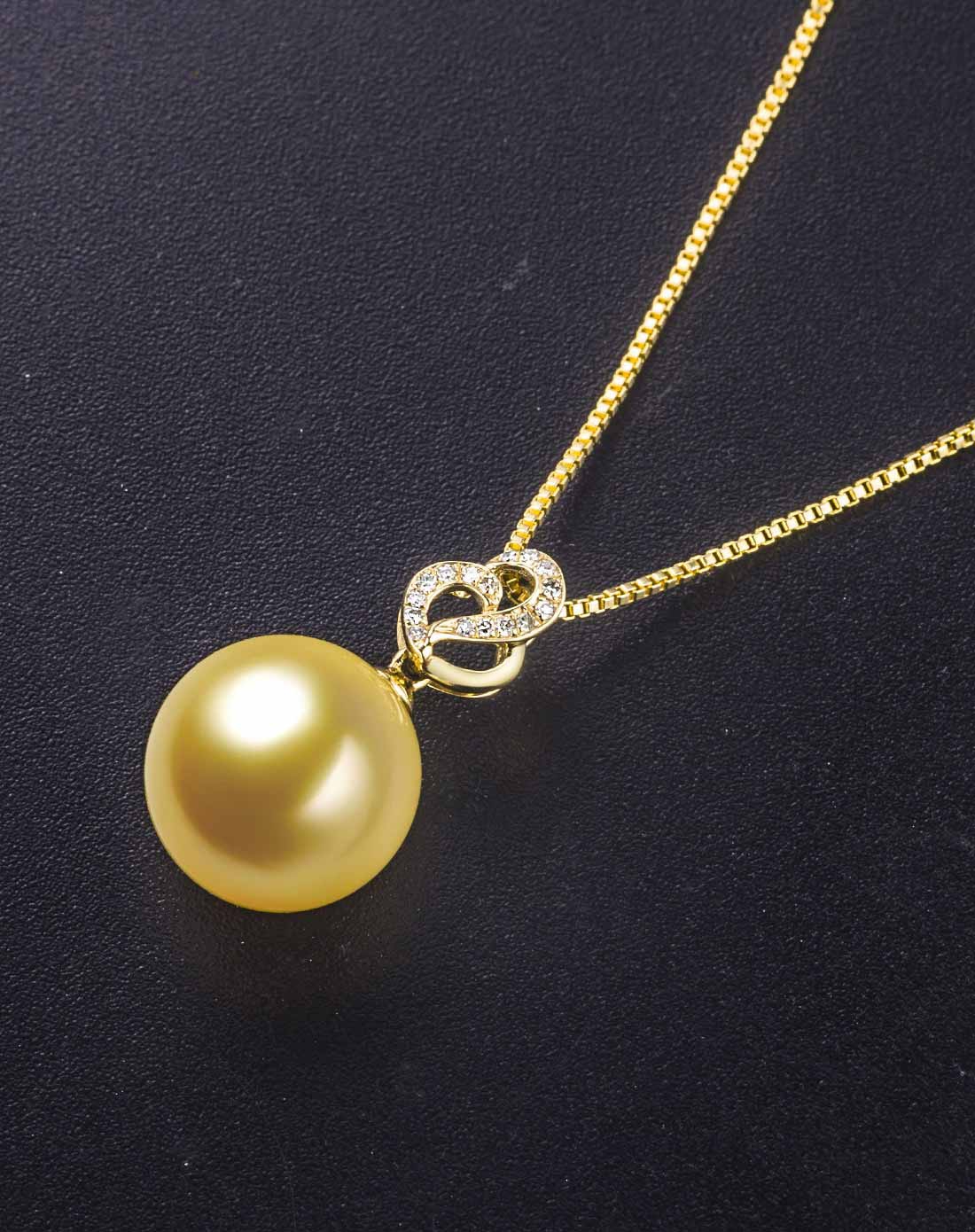 k金钻石珍珠吊坠