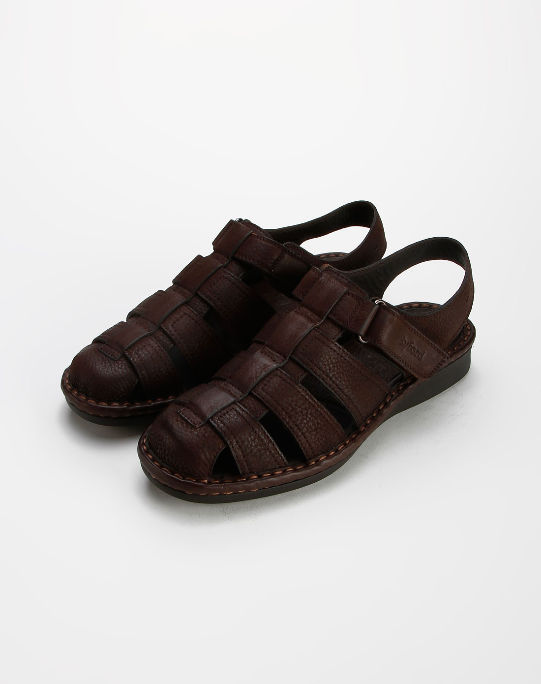 男款啡色时尚休闲皮凉鞋