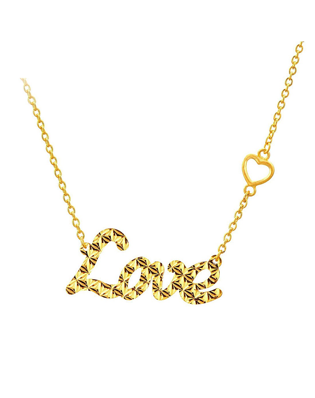 足金love爱字母锁骨链黄金套装项链(计价)