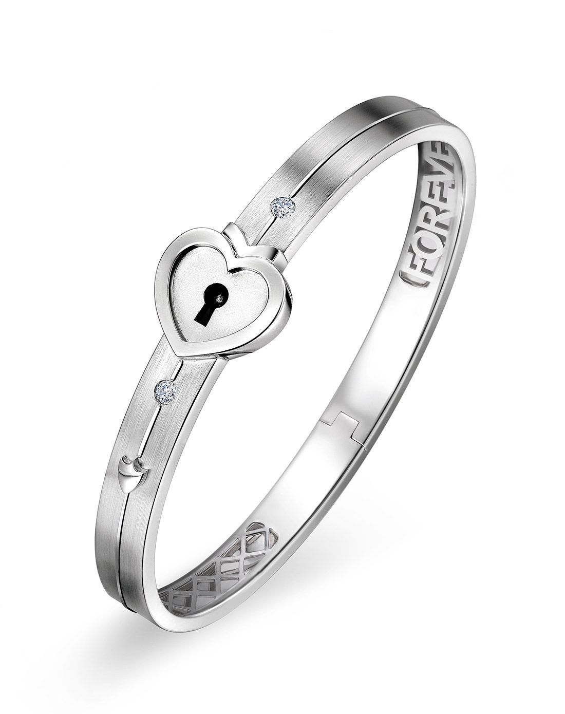 18k金爱恒久心锁钻石情侣手镯