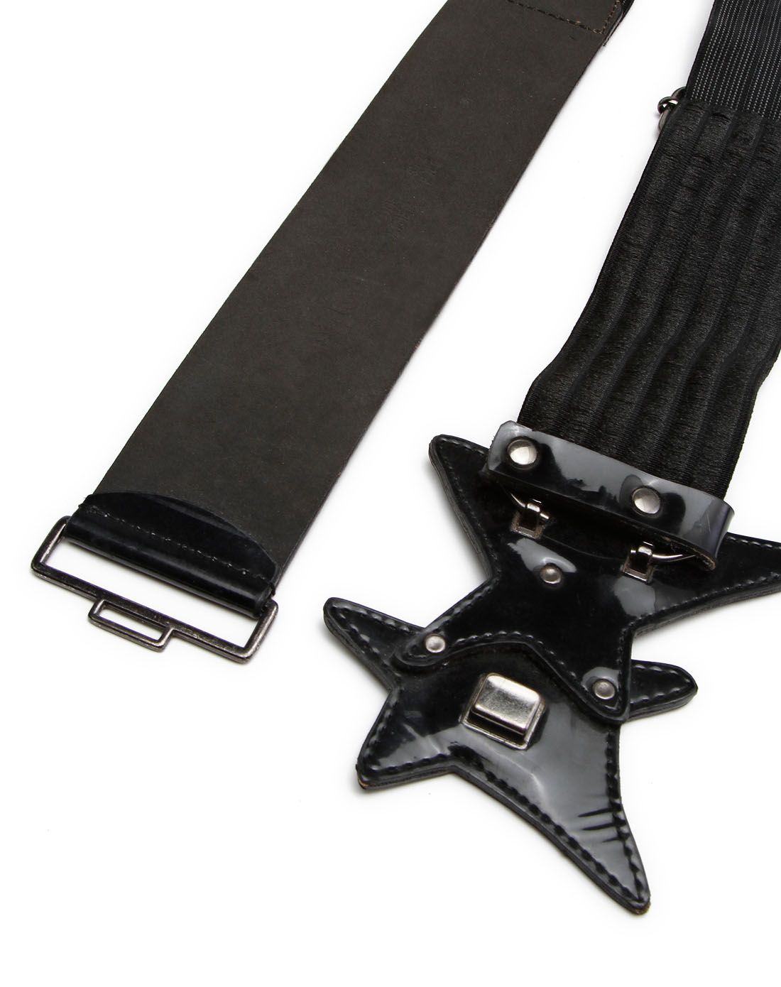 女款黑色个性拼接弹力腰带