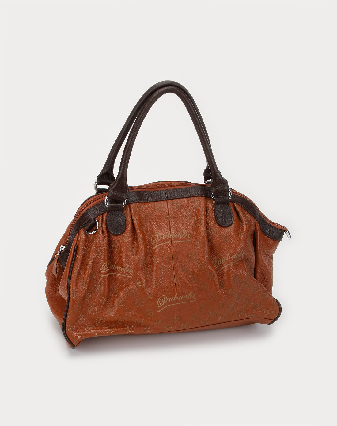 都宝路dubaolu女士专场-女款棕/啡色简约印字母牛皮手提包