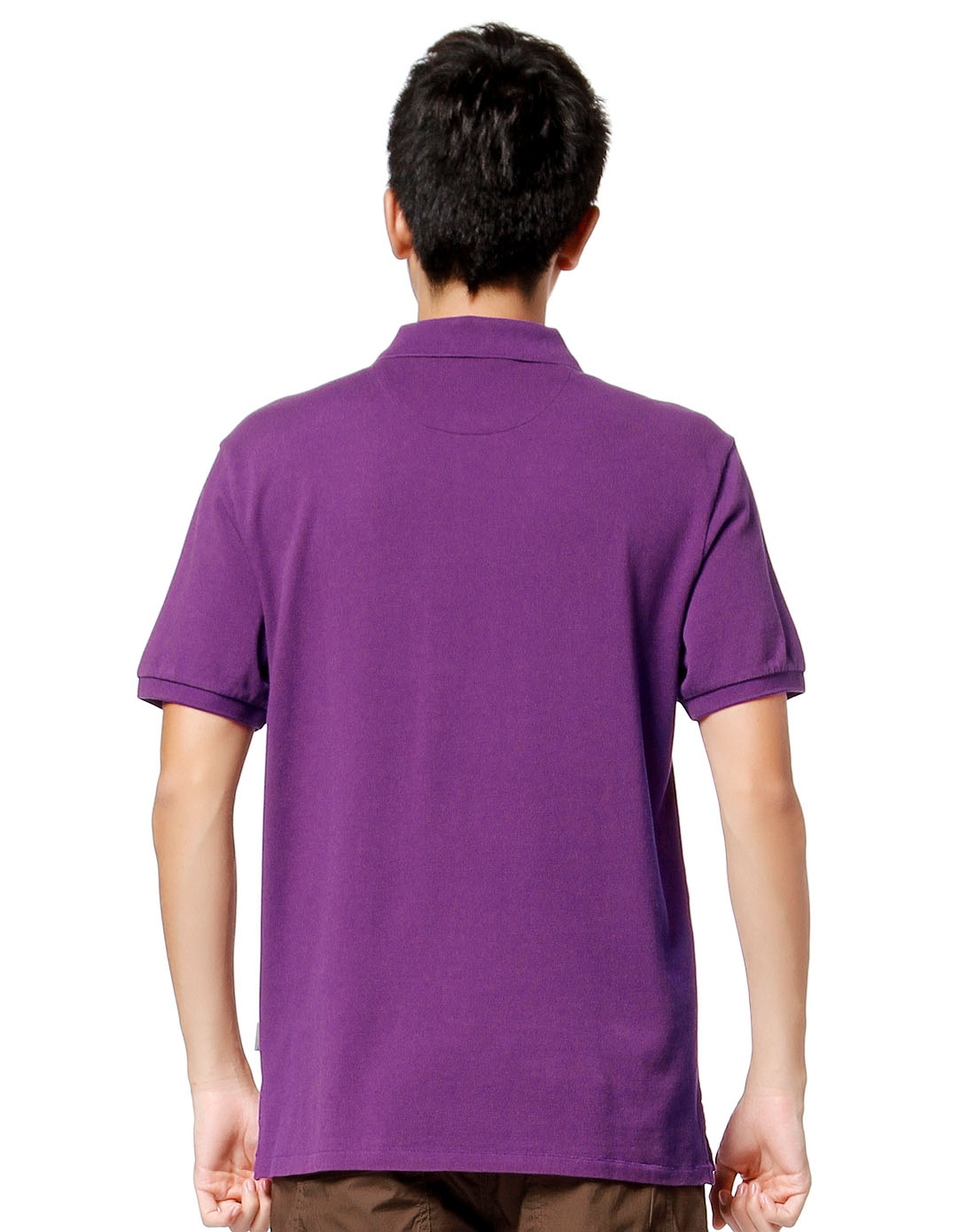 男款简单斯文深紫色短袖t恤