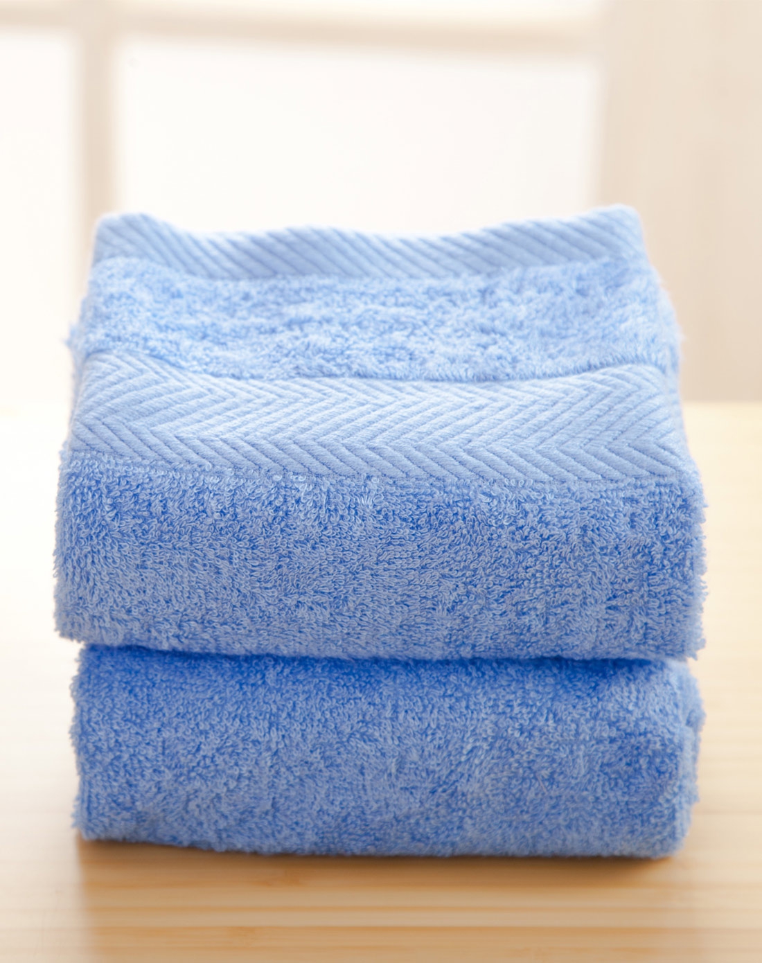 竹印象 2入 艳蓝色亮色素缎毛巾