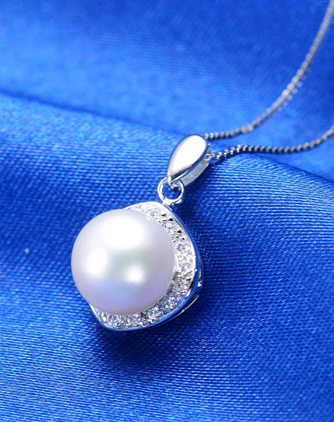 唯美几何 925银天然8mm珍珠吊坠