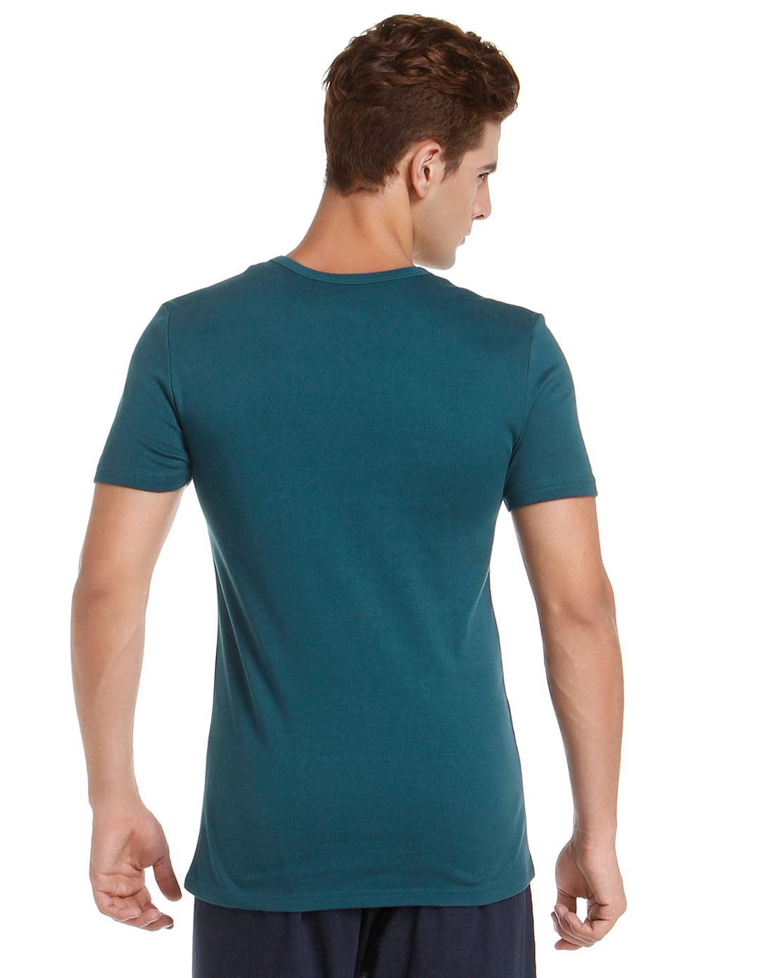 body wild 舒适v领蓝绿色短袖t恤