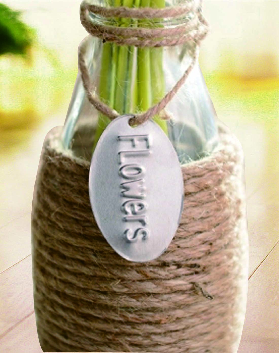 麻绳玻璃瓶非洲菊仿真整体花艺(黄色)