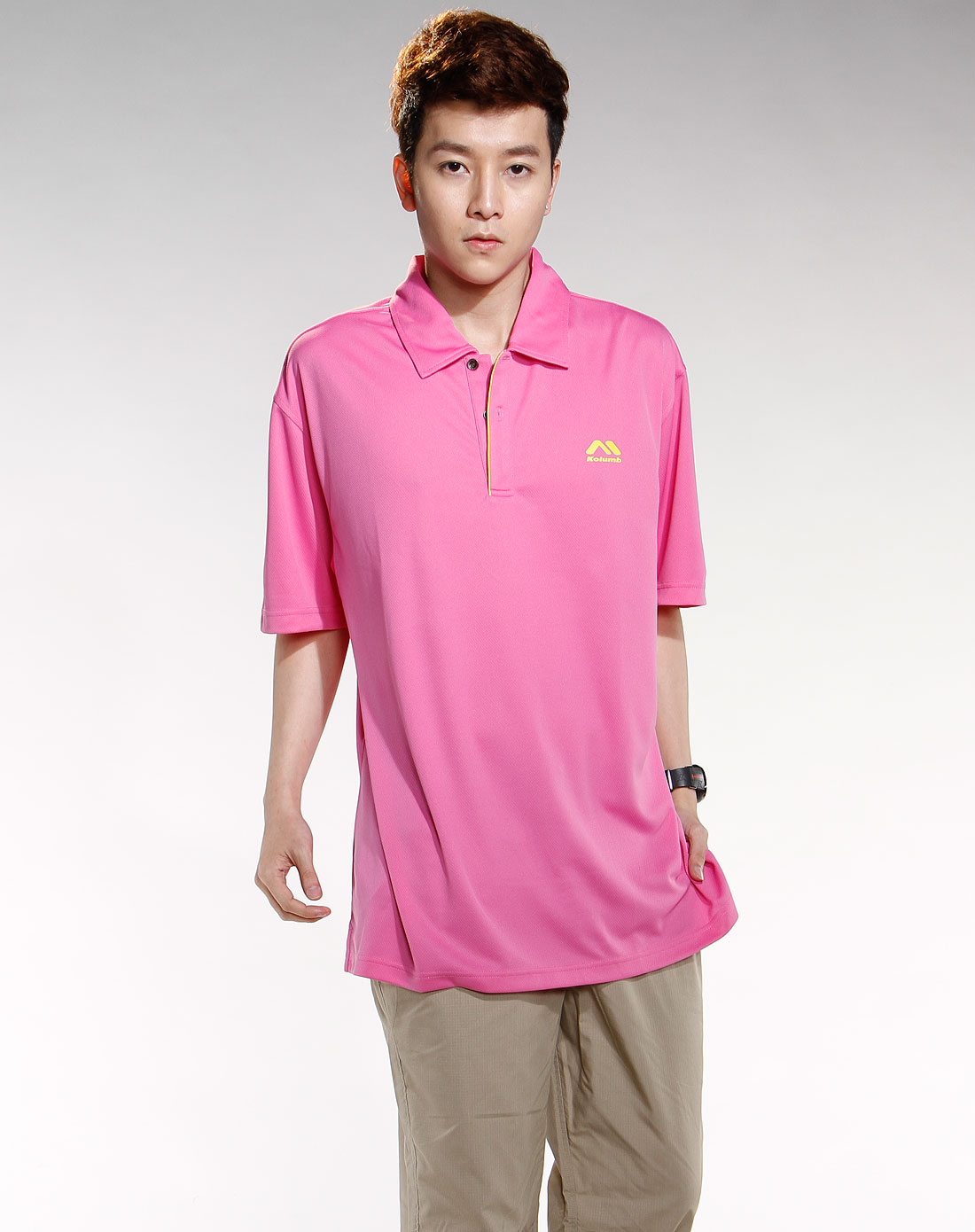 男款粉红色快干短袖polo衫