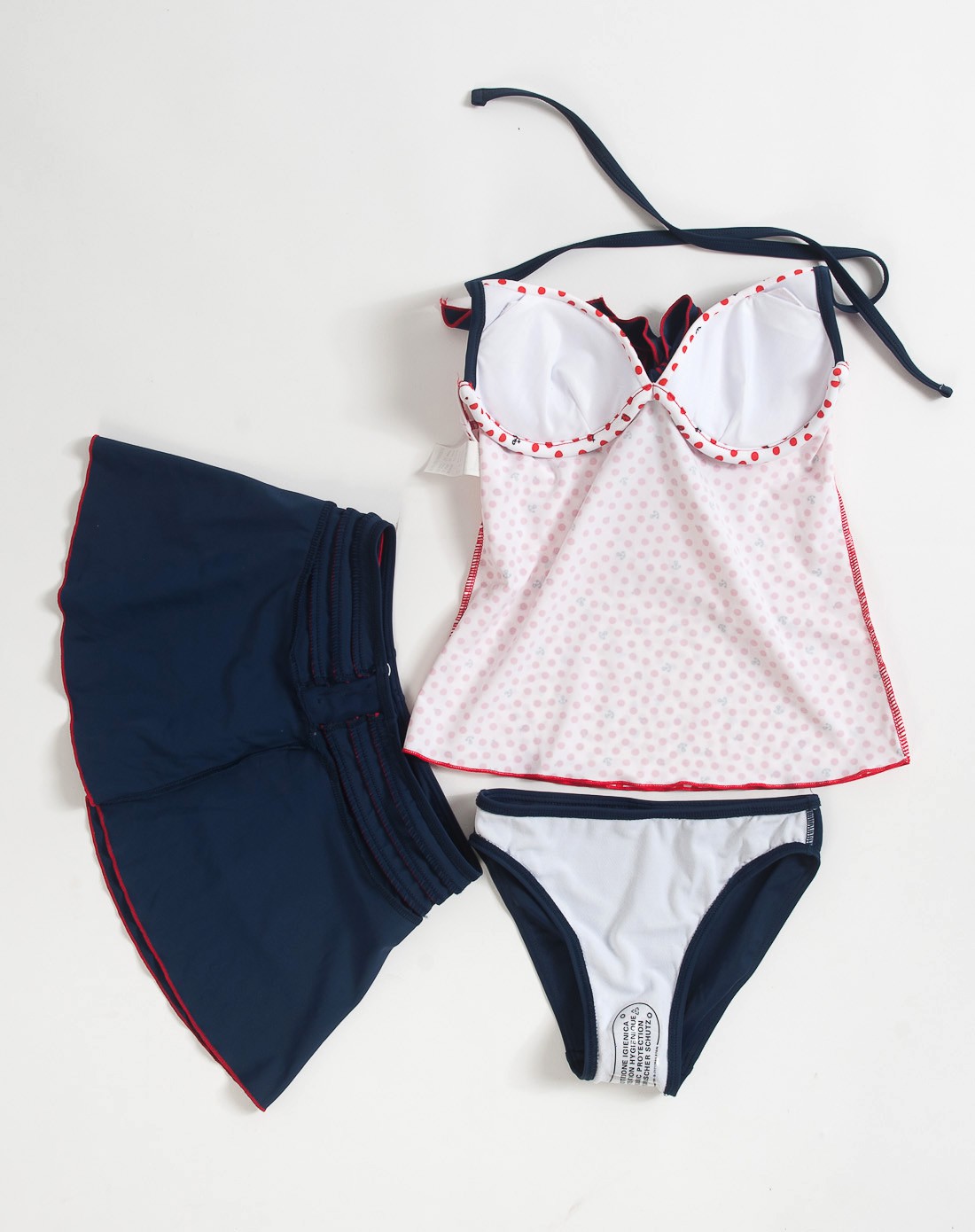 jinxueer泳装专场女款红白色波点日系修身分体三件套泳衣82014120522