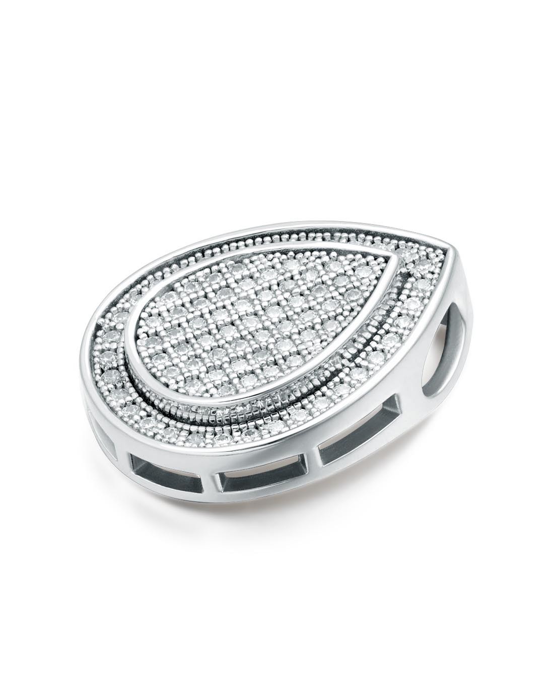 925银电镀白金&女人如水水滴形吊坠