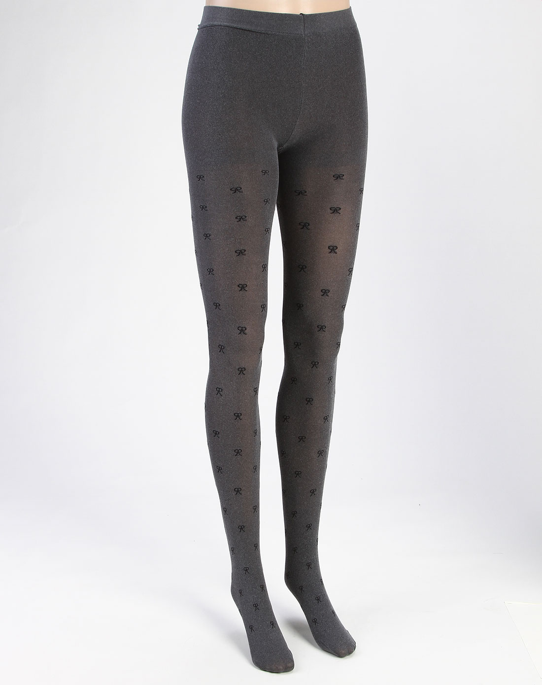 曼俪莎manlisha袜子专场-女款灰色莫代尔猫抓不破蝴蝶结连裤袜