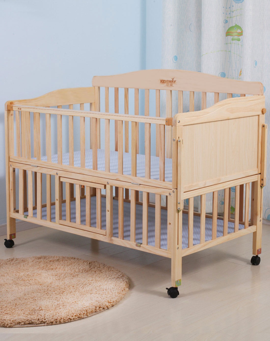 康威双层工字摇篮婴儿床120*64(送宫廷式蚊帐)