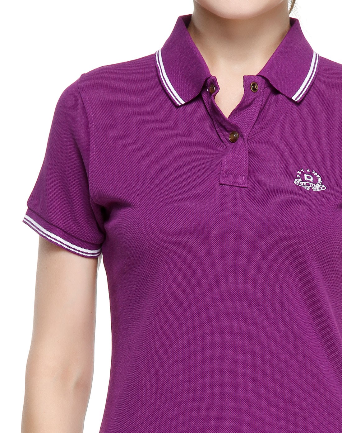 女款简约活力深紫色短袖polo衫