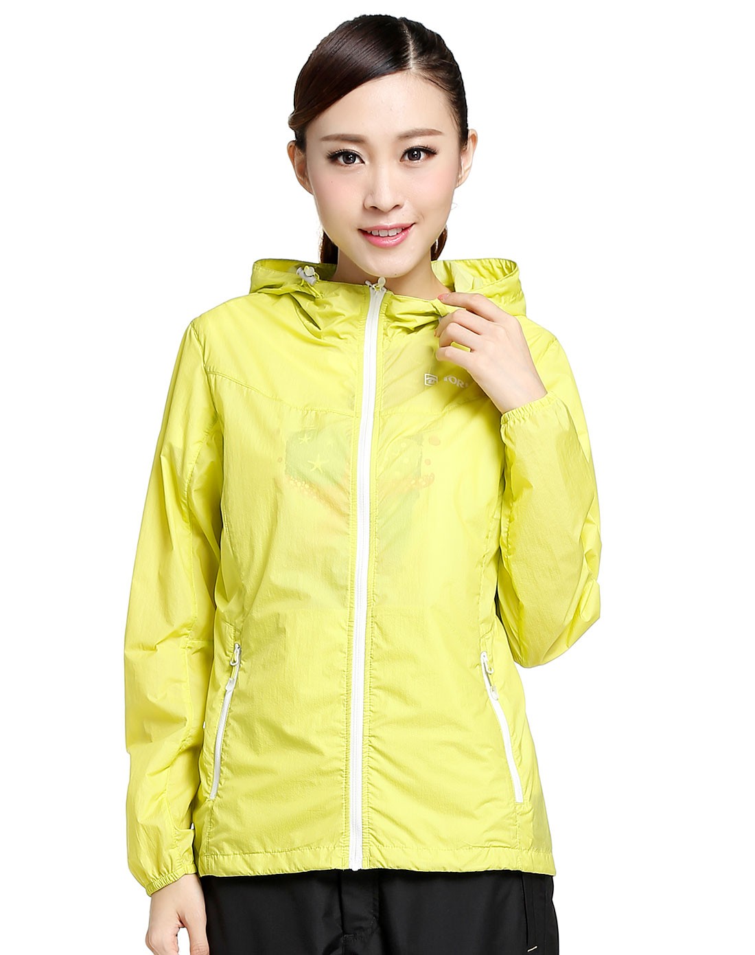 休闲柠檬黄色徒步长袖皮肤衣