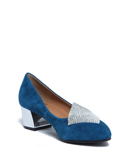 墨兰色羊皮舒适单鞋