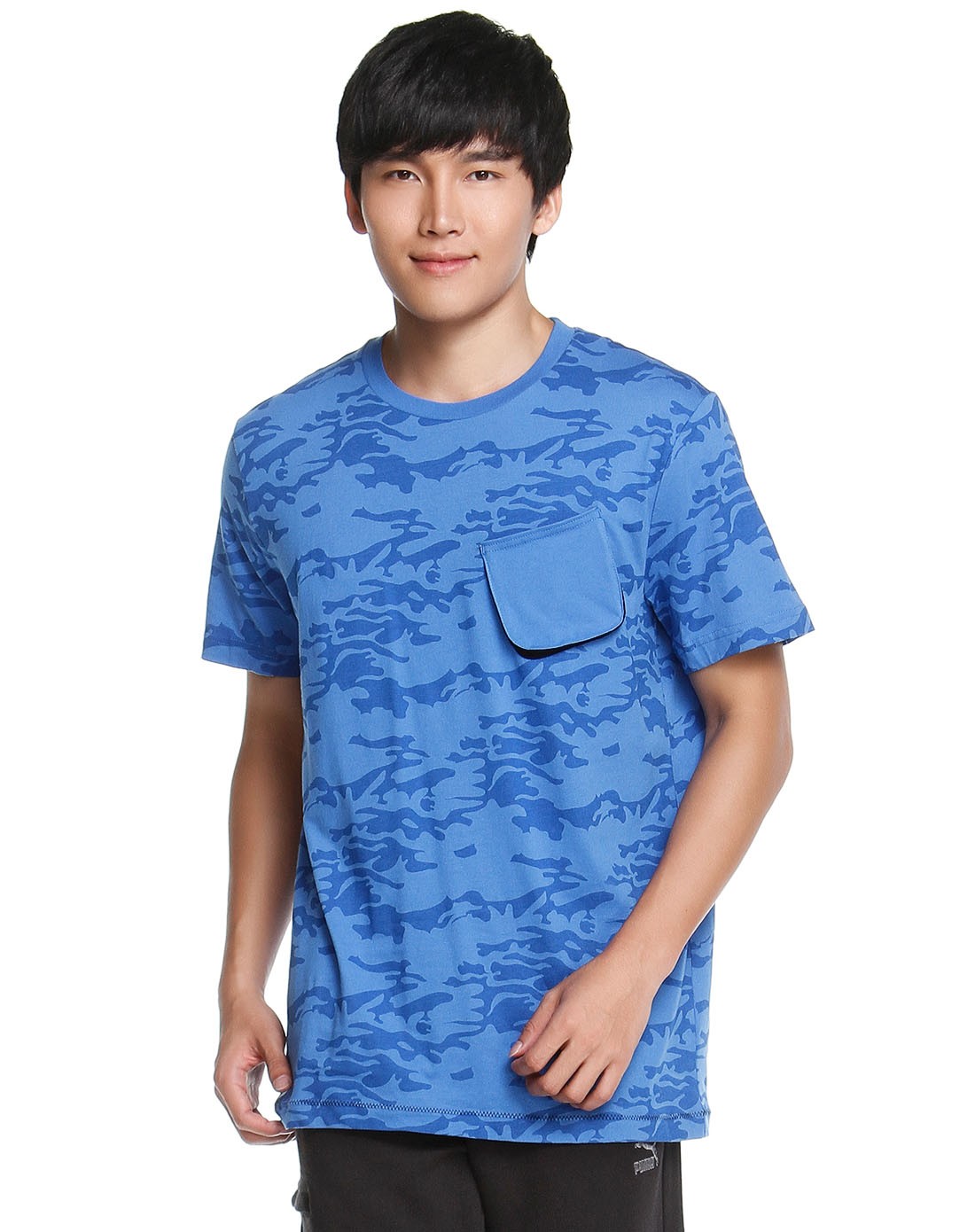 男款蓝色迷彩短袖t恤