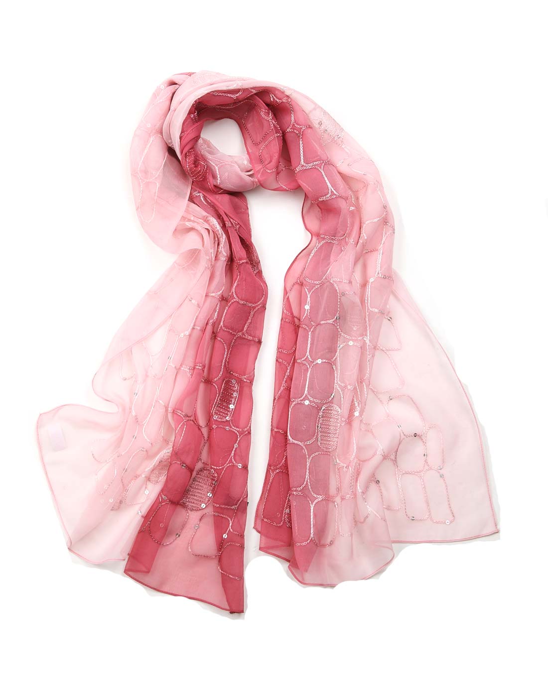 恒源祥围巾专场-橡皮红真丝布拉格长巾