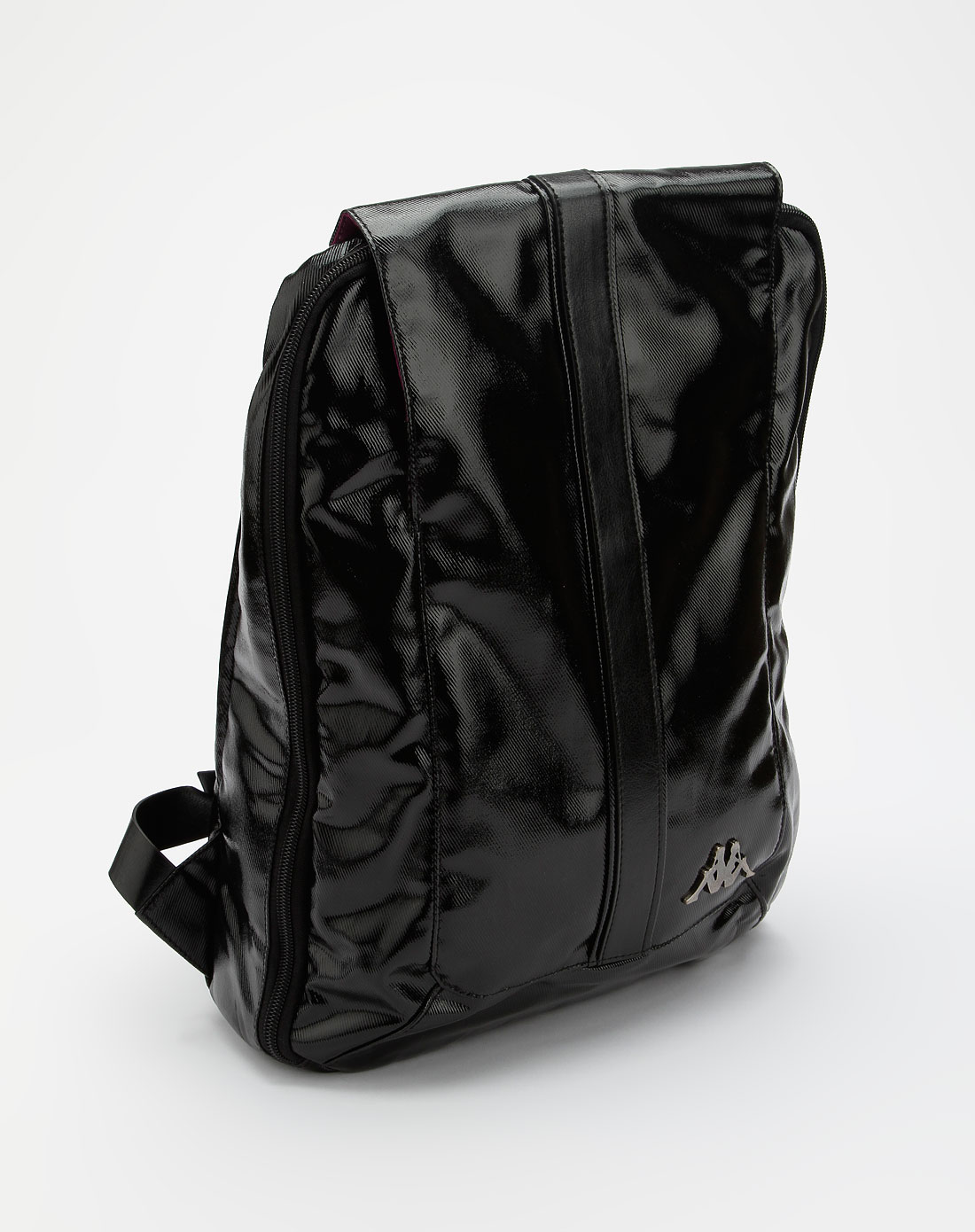 lifestyle黑色亮面布纹双肩背包