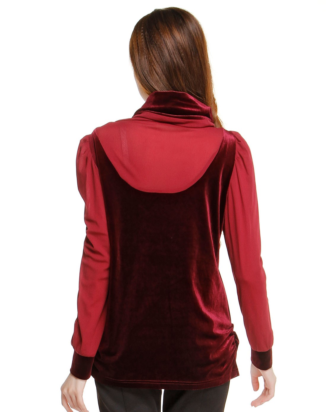 深玫红色潮流摩登长袖上衣