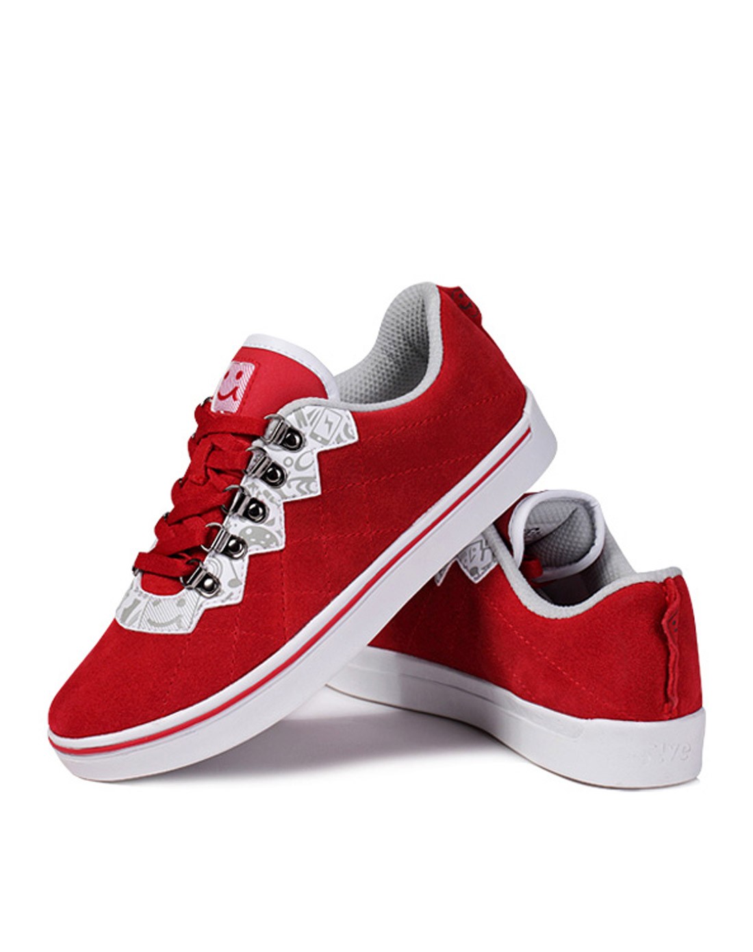 女款红配白色five系列休闲鞋 时尚绒面