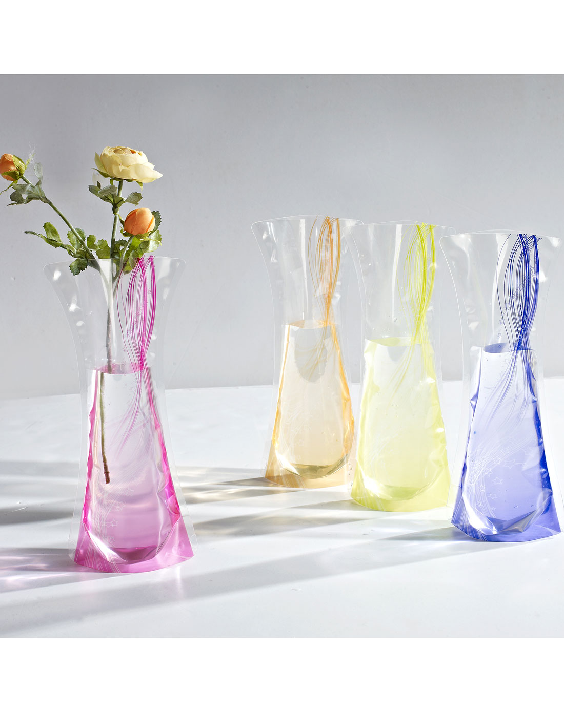 流线时尚折叠塑料花瓶(紫)