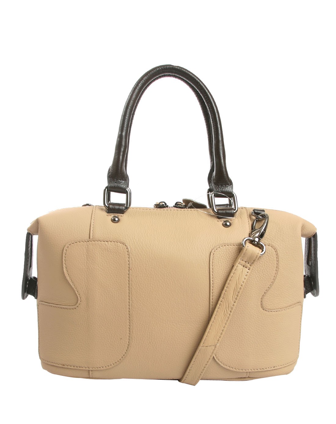 女款杏配啡色头层牛皮休闲时尚手提单肩斜跨包