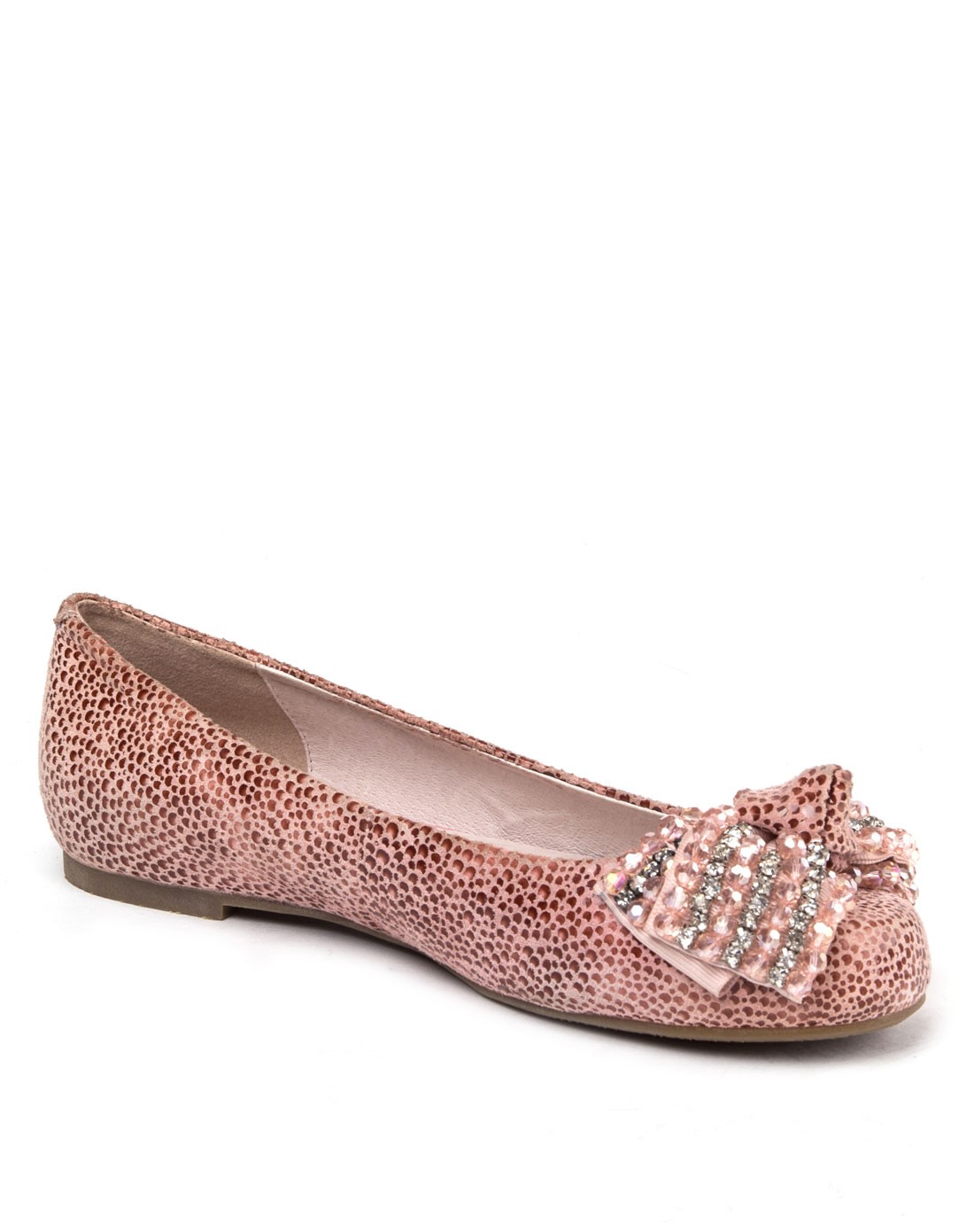 四季风 女款粉红春季时尚休闲平跟浅口圆头单鞋