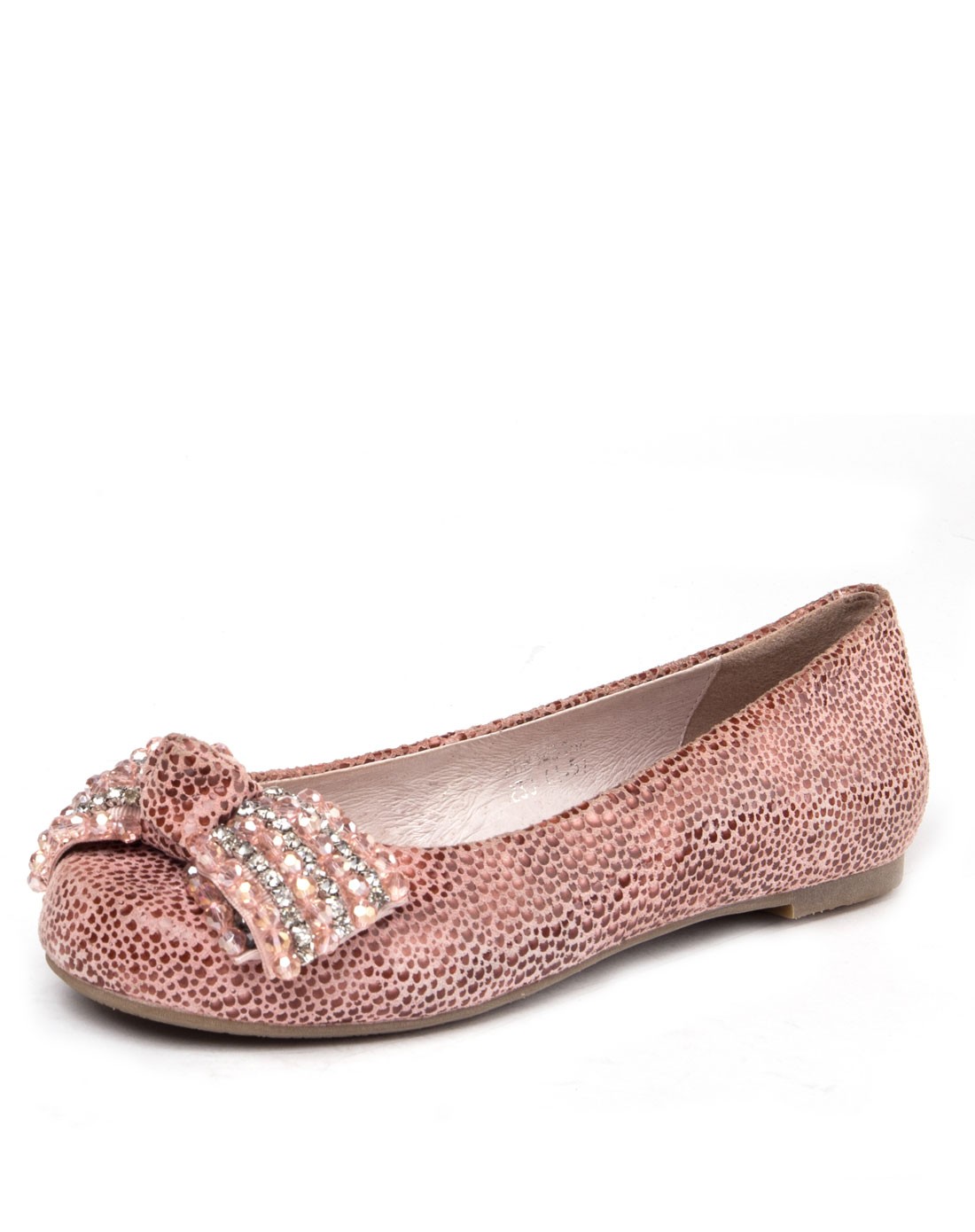 四季风 女款粉红春季时尚休闲平跟浅口圆头单鞋