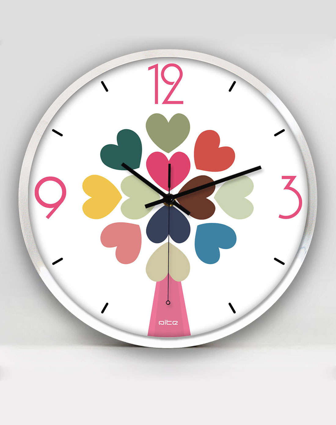 qite超静音圆形壁钟挂钟钟表d-336