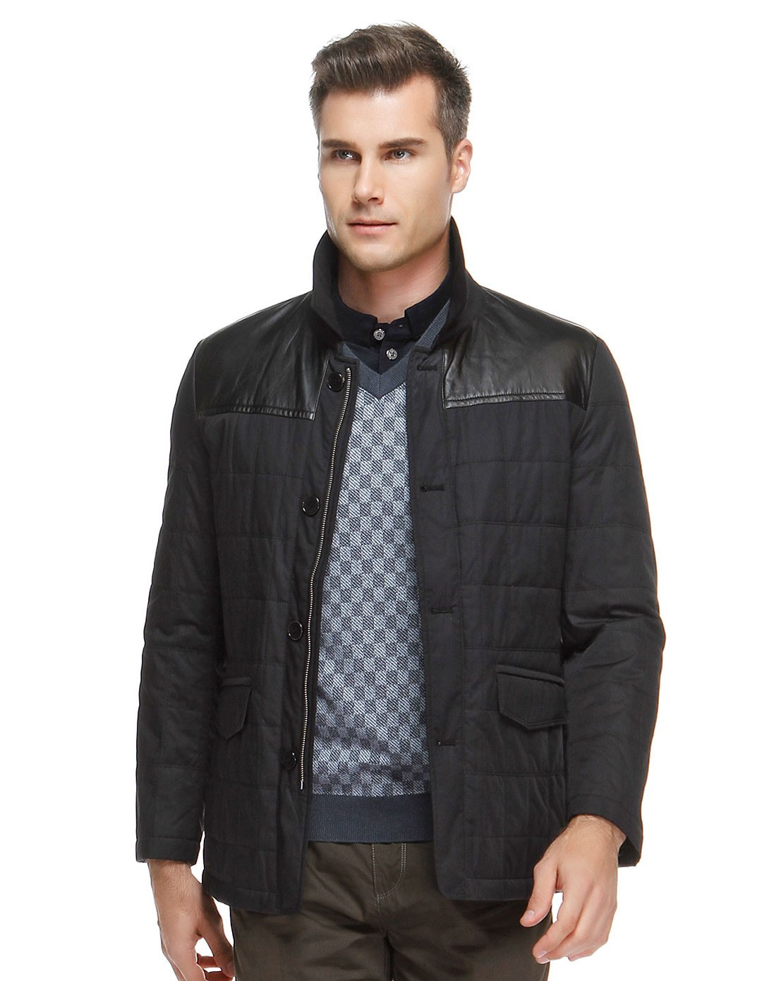 路卡迪龙&莱克代尔男装混合专场-莱克代尔laico dire黑色帅气拼接长袖