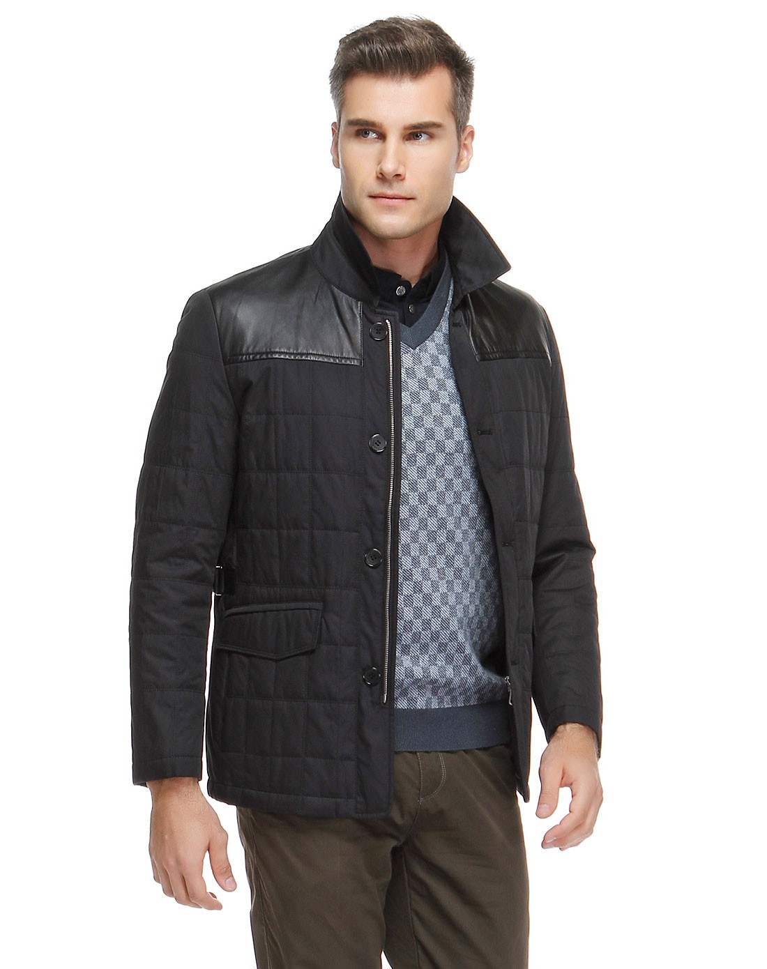 路卡迪龙&莱克代尔男装混合专场-莱克代尔laico dire黑色帅气拼接长袖