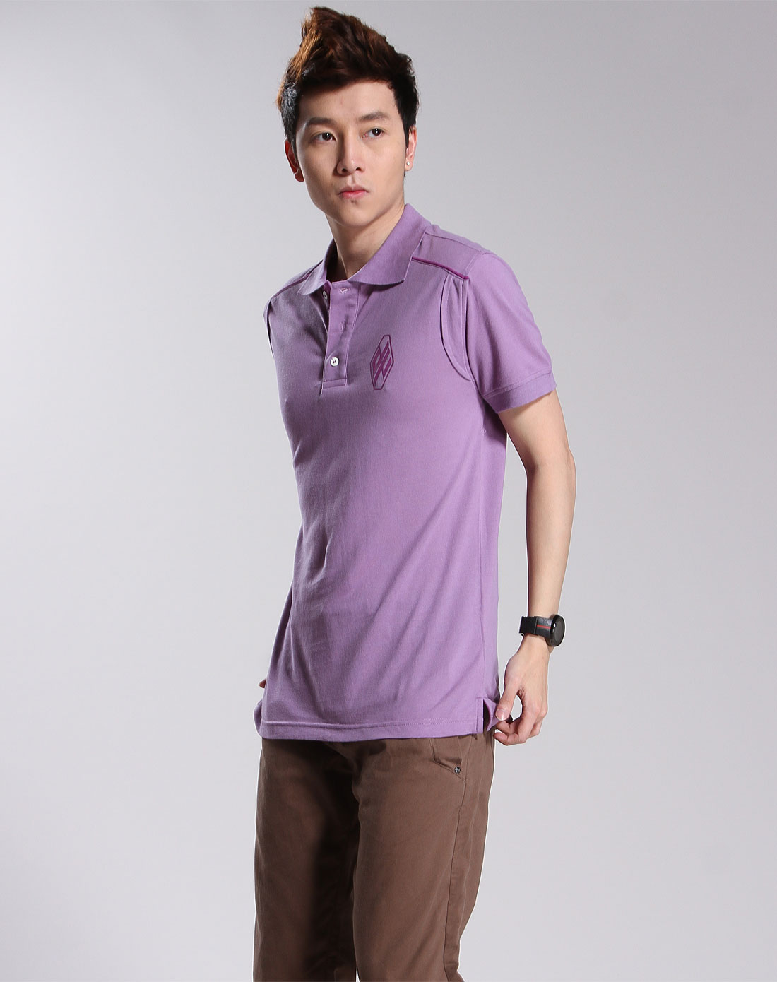 hardrive浅紫色休闲短袖polo衫mb2pb03g18_唯品会