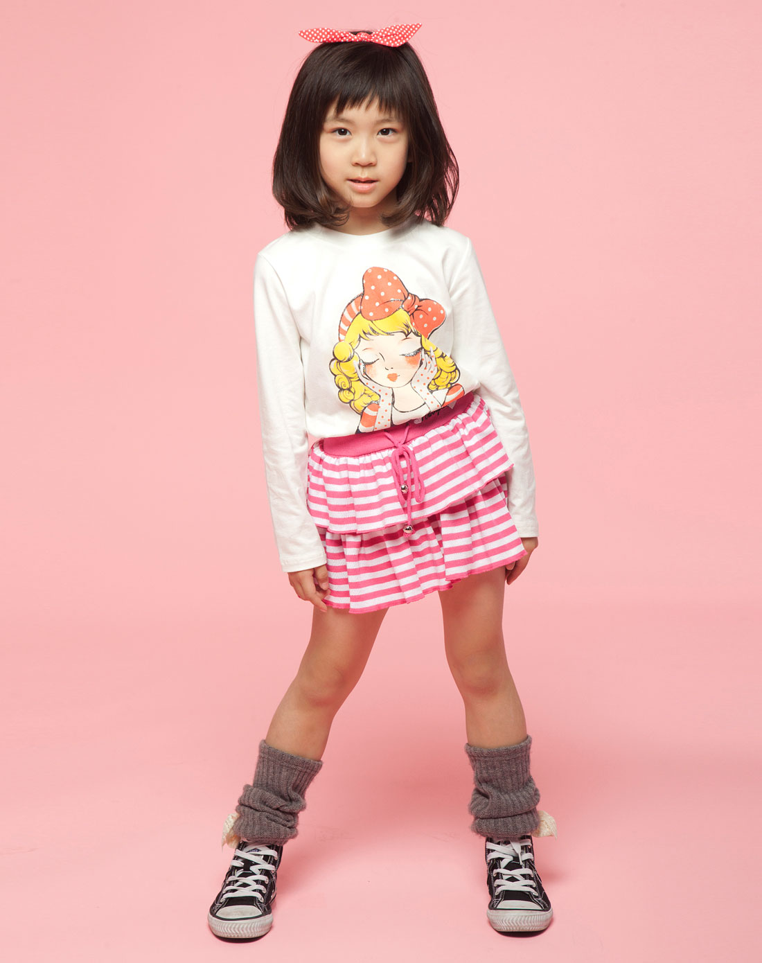 欧梦达euro kids 女童红条纹甜心粉末条纹蛋糕裙