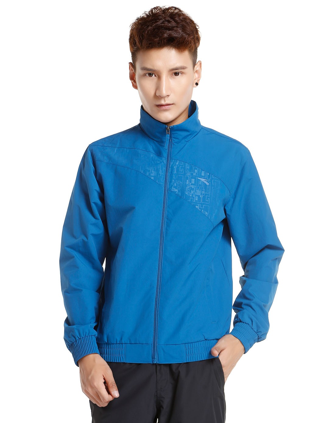 男款钴蓝色长袖外套 运动休闲