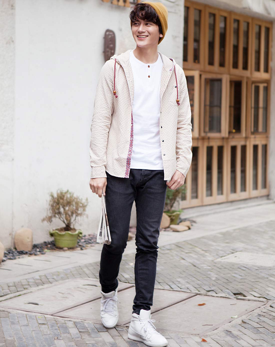 衣品天成eptison男款米黄色长袖衬衫4mc041h_唯品会