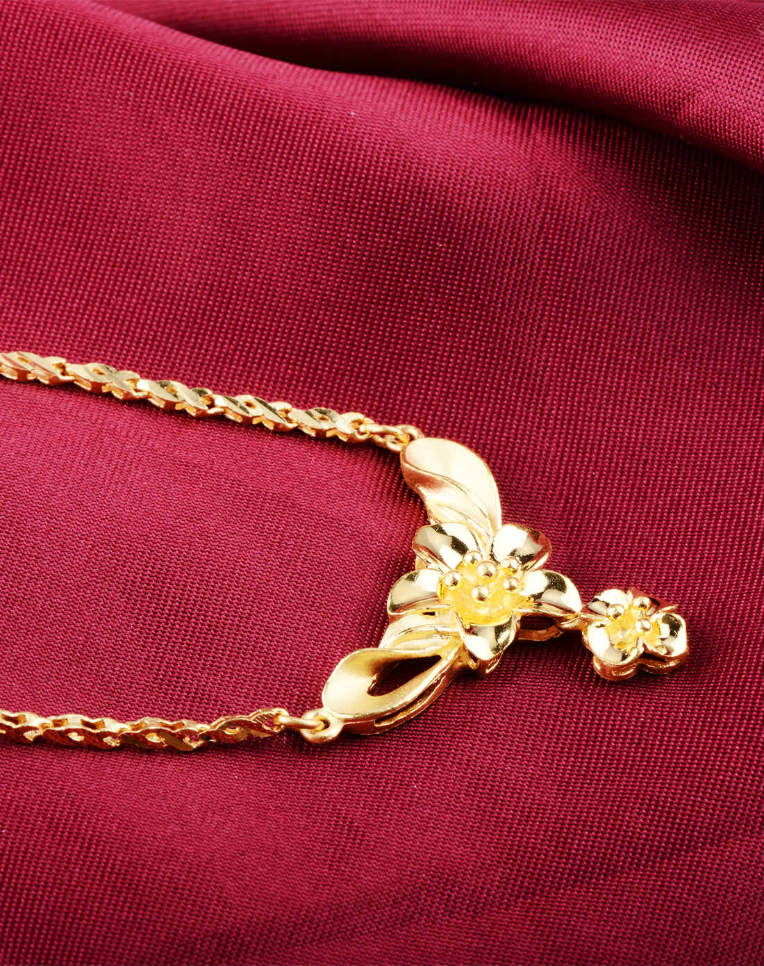 千足金黄金项链花链春花秋月套链(12.65克)