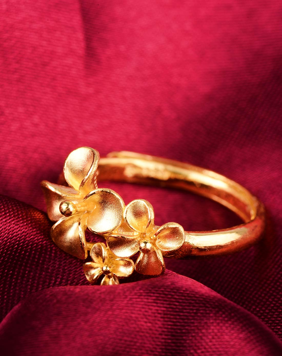 千足金黄金活口戒指花戒0102013婚嫁幸福花嫁(4.57克)