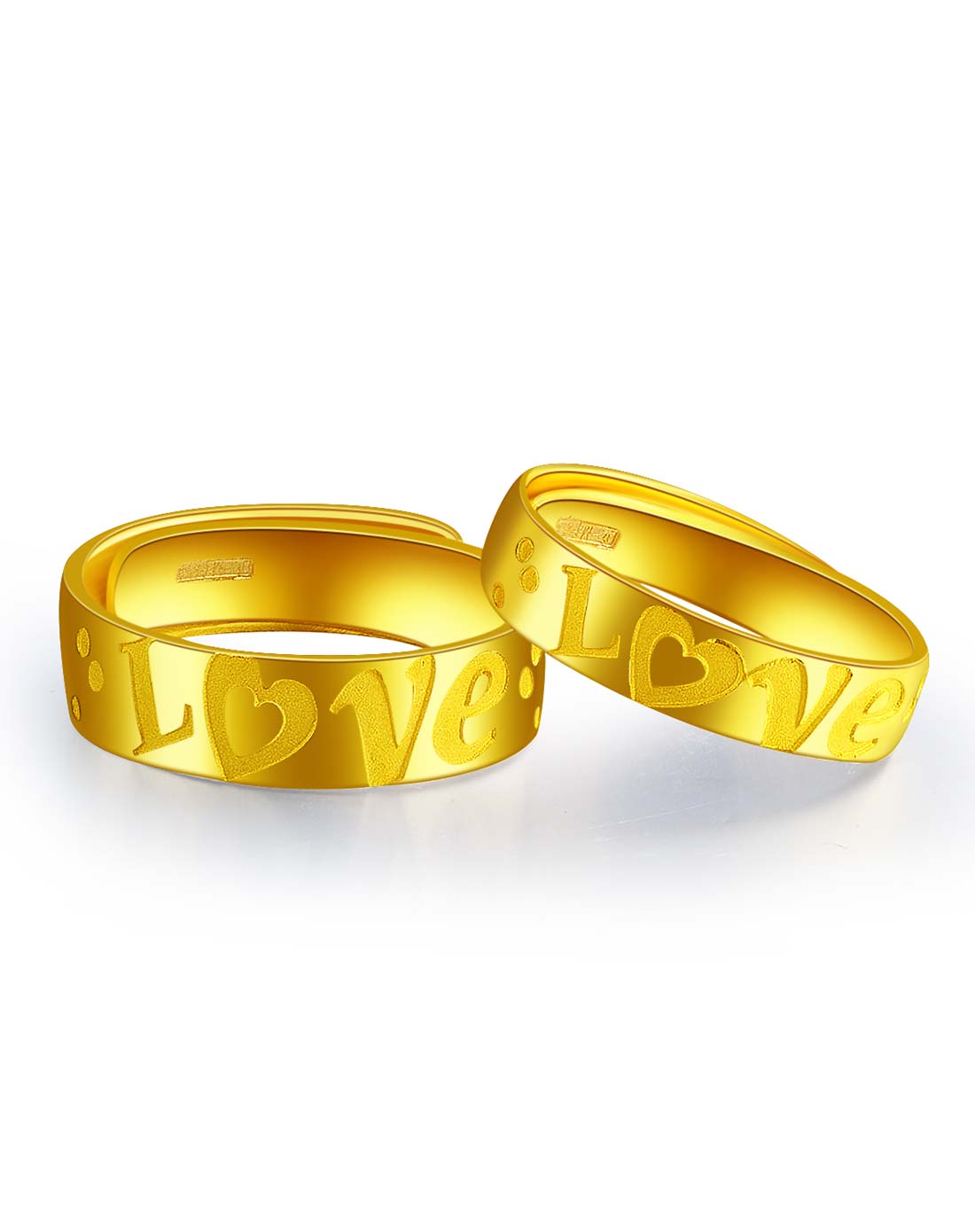 千足金黄金活口戒指对戒爱心love恋人(4.92克)