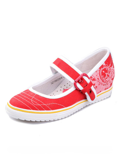 banner集团品牌女鞋太阳舞sundance 太阳舞红色炫彩搭扣低跟单鞋s211