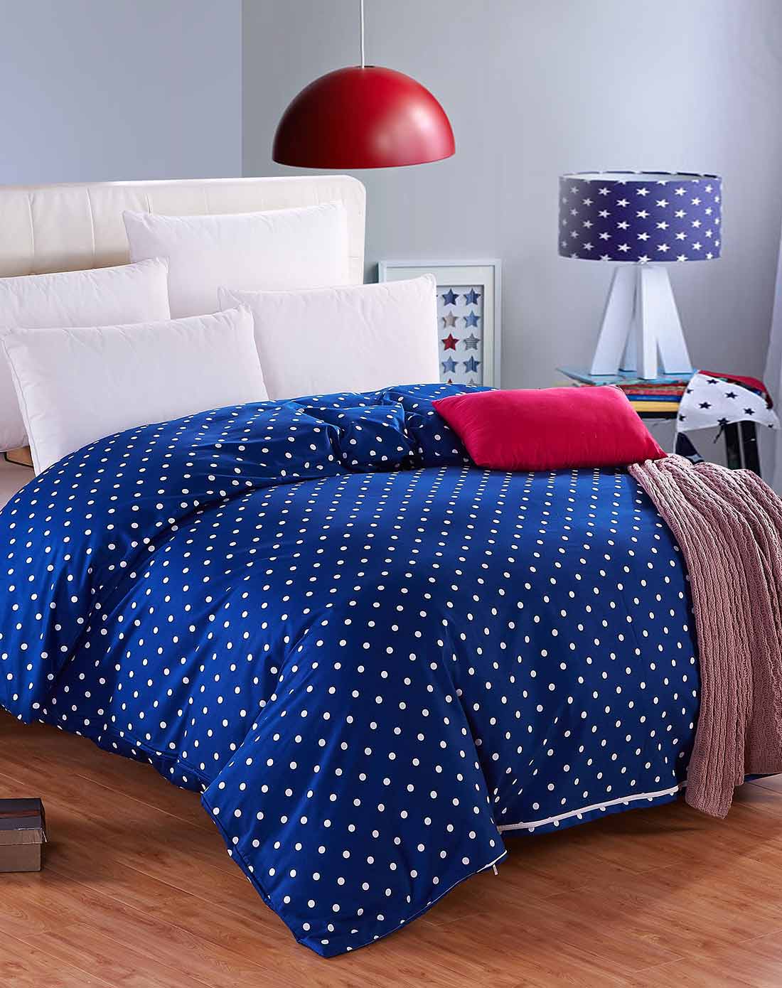 全棉活性被套波点风韵-蓝色220*240