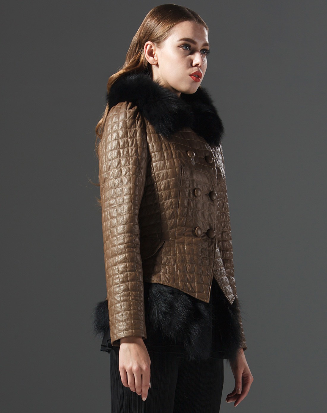 coronacolour皮草女款中咖色绵羊皮皮衣lj449001818_唯品会