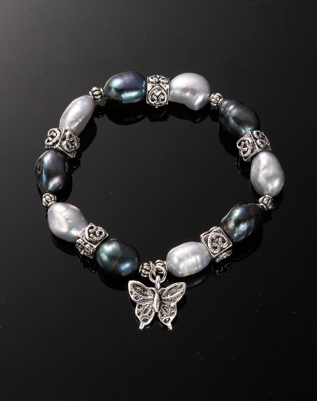 灰色天然淡水珍珠手链