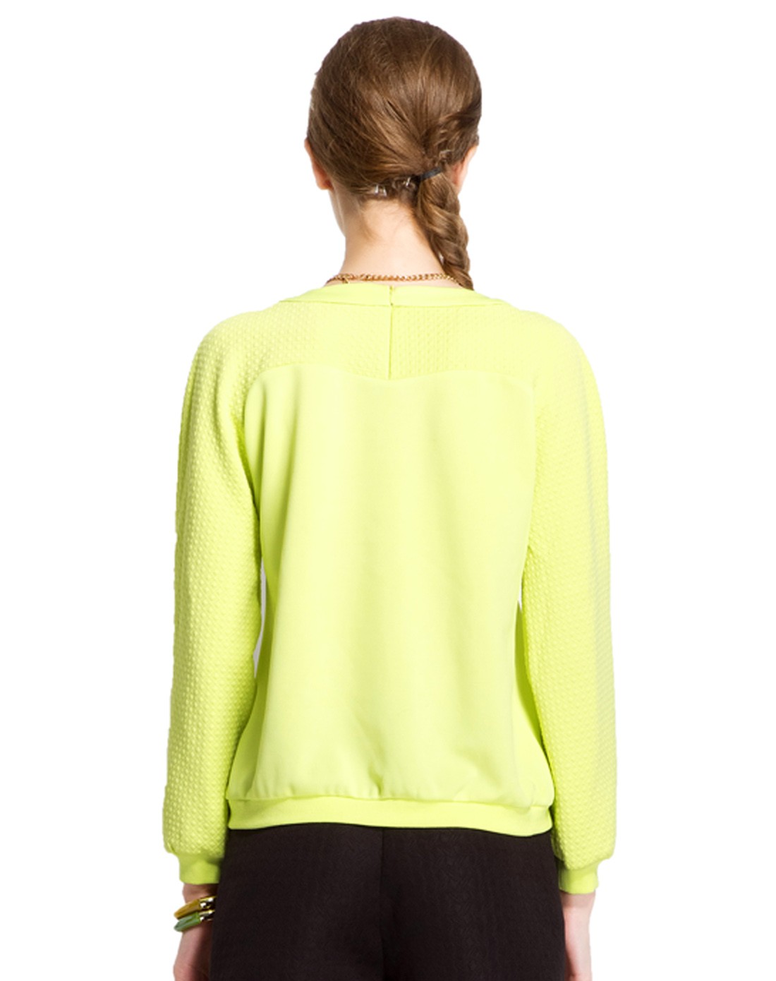 柠檬绿色长袖上衣