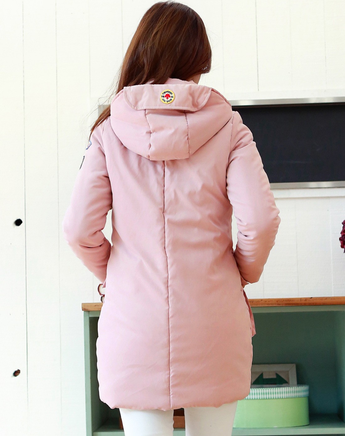 浅藕粉色长袖棉衣