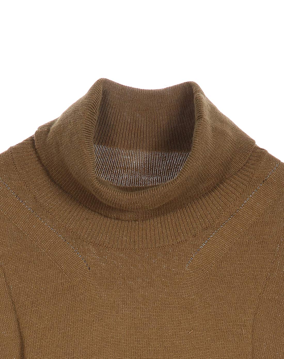 啡棕色高领时尚长袖针织衫